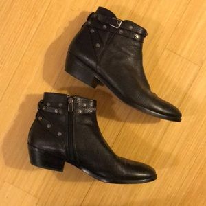 Short Black Halogen Leather booties